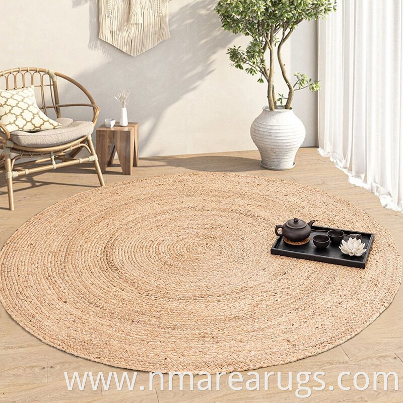 Round Natural Fiber Water Hyacinth Braided Rug Carpet Floor Mats